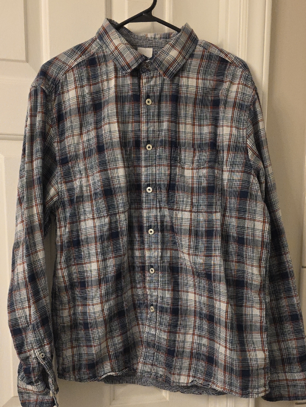 Goodfellow & Co REVERSABLE!Navy, Red, White Plaid Button-Down Shirt